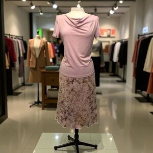 B.i.y.a.y.c.d.a 2pc Pink Top and Reversible Floral Polka Dot Skirt